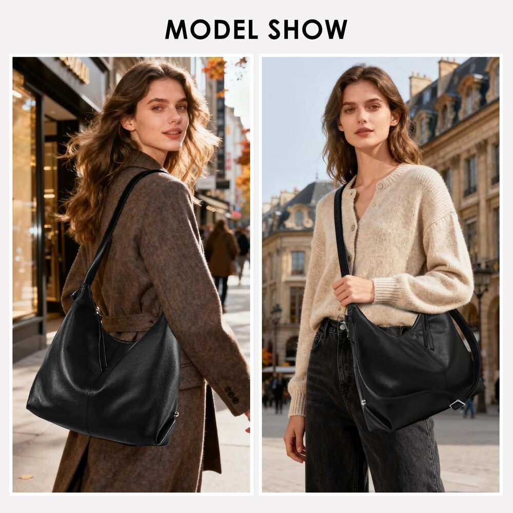 6742 Leather Hobo Bags, Tote Bag , Slouchy Shoulder Purse, Crossbody - Picture 2 of 6